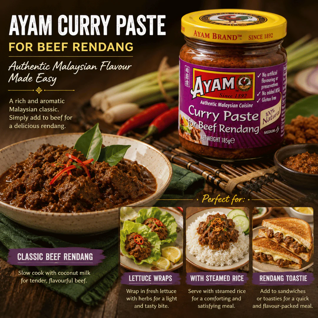 Ayam Medium Curry Paste for Beef Rendang 6 x 185g - Image 2