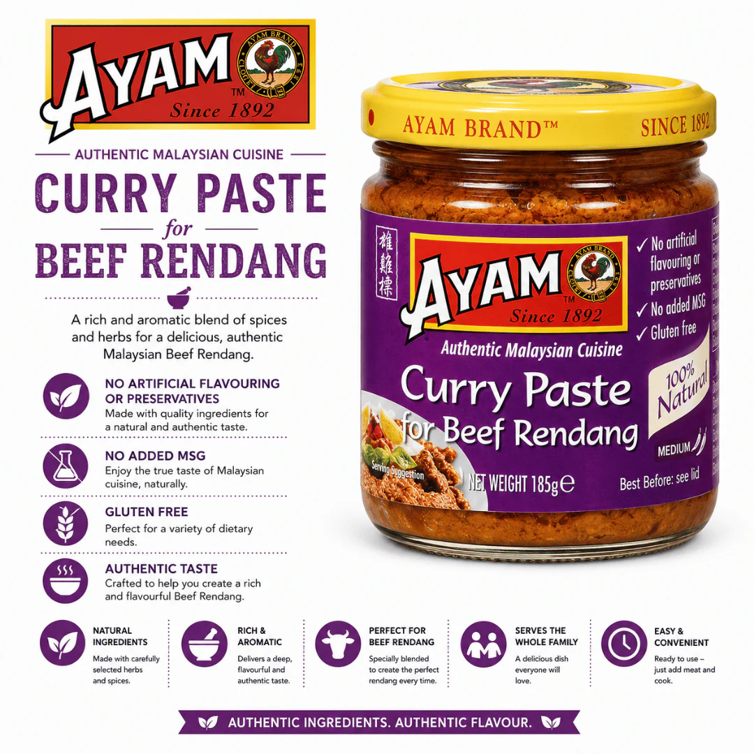 Ayam Medium Curry Paste for Beef Rendang 6 x 185g - Image 3