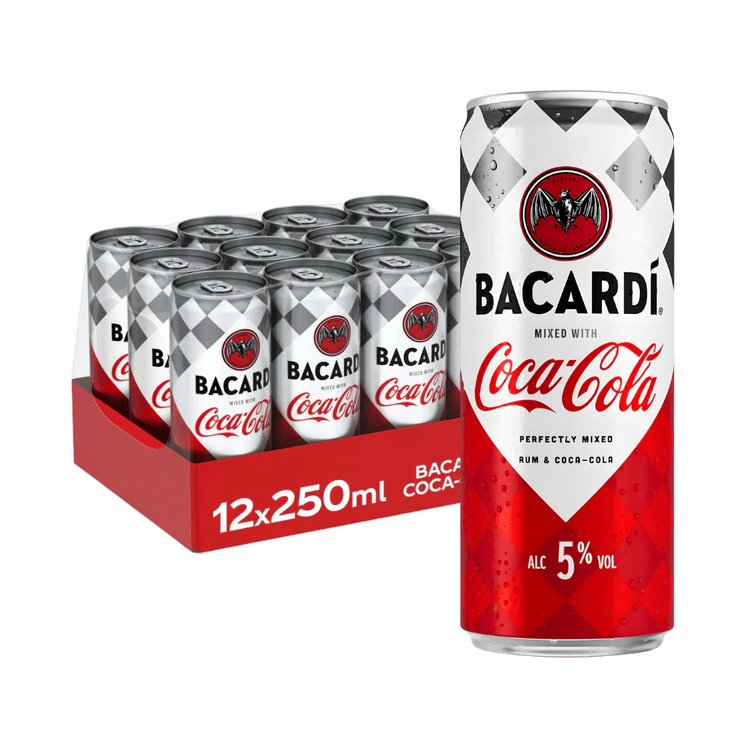 Bacardi Carta Blanca and Cola Cans 12 x 250ml ABV 5%
