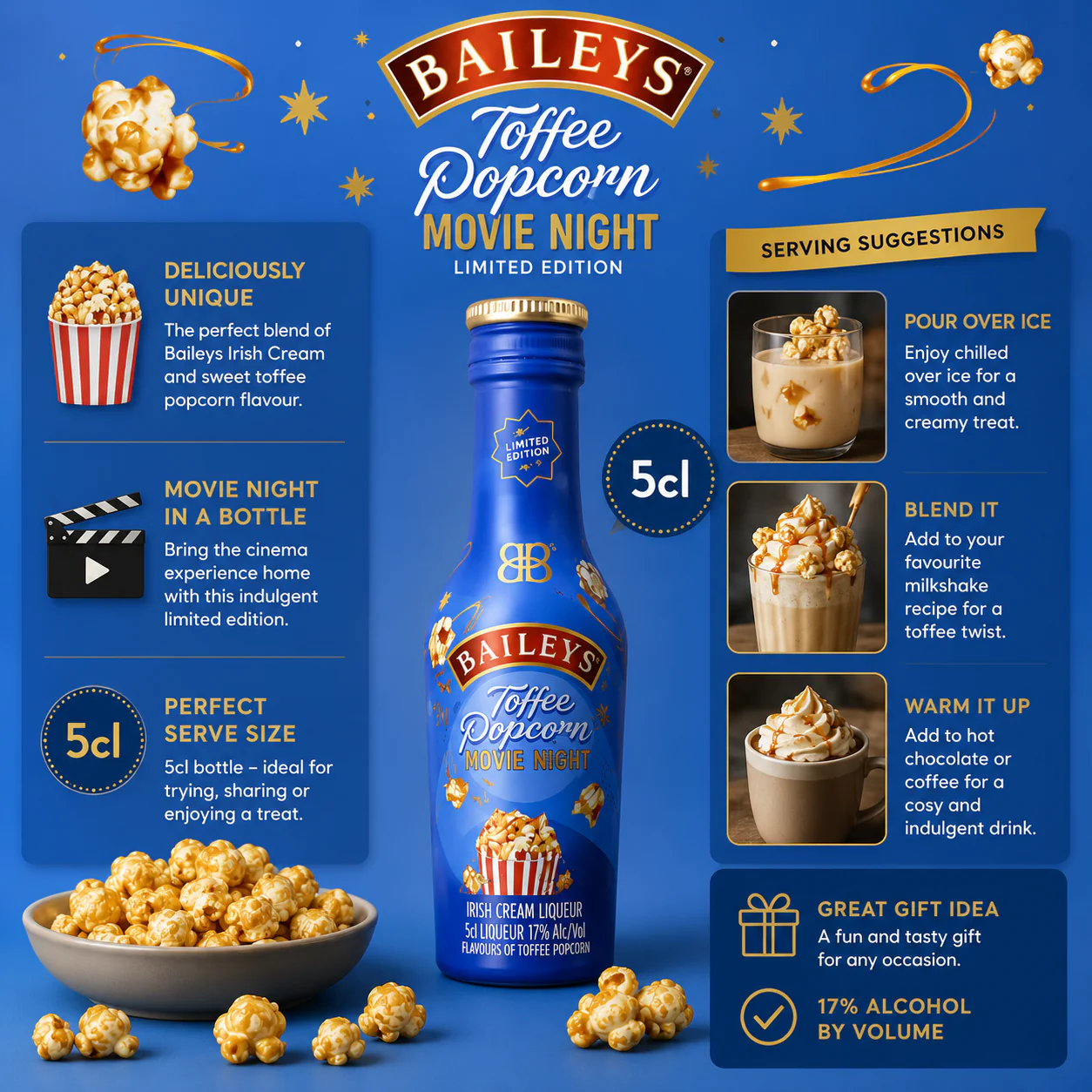Baileys Toffee Popcorn Cream Liqueur Miniatures 20 x 5cl - Image 4