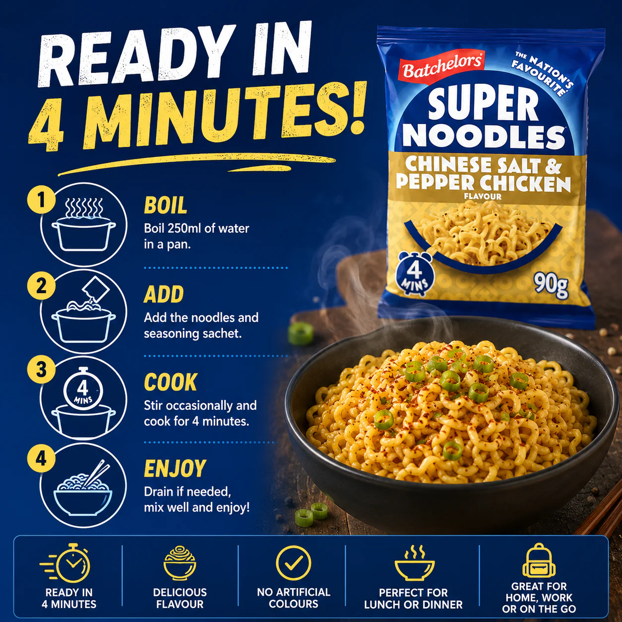 Batchelors Super Chinese Salt & Pepper Chicken Instant Noodles 24 x 90g - Image 3