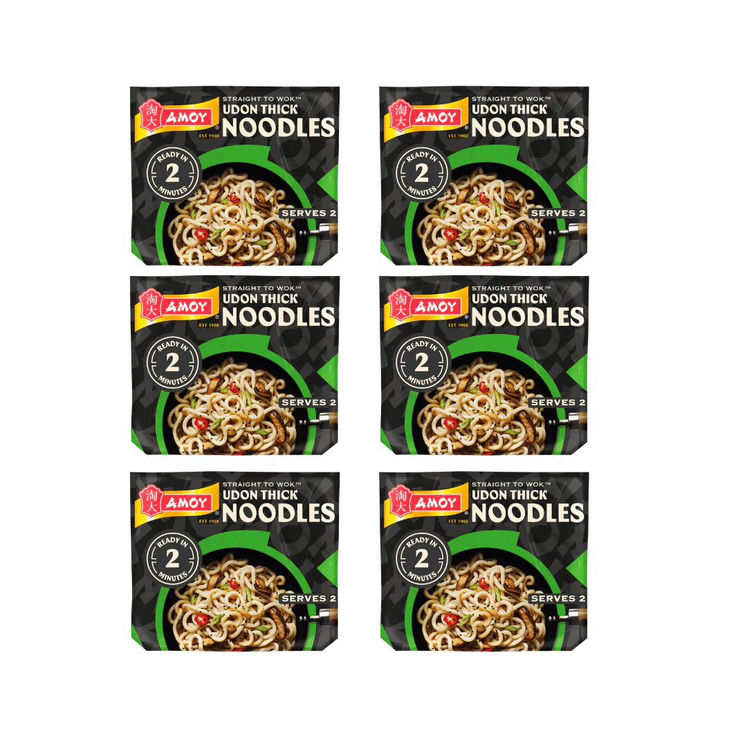 Amoy Straight To Wok Udon Thick Noodles Stir Fry Packs 6 x 300g