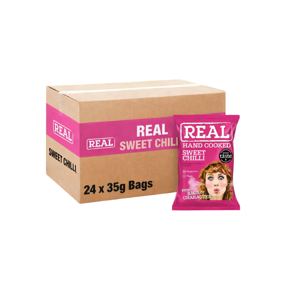 Real Crisps Sweet Chilli Flavour Snacks Case 24 x 35g