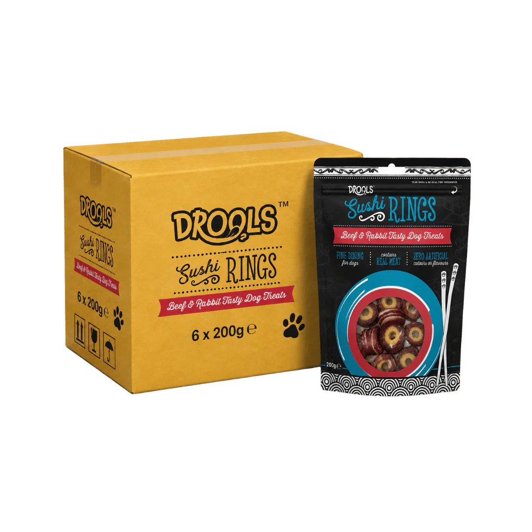 Drools Beef and Rabbit Sushi Rings Tasty Dog Treats 6 x 200g