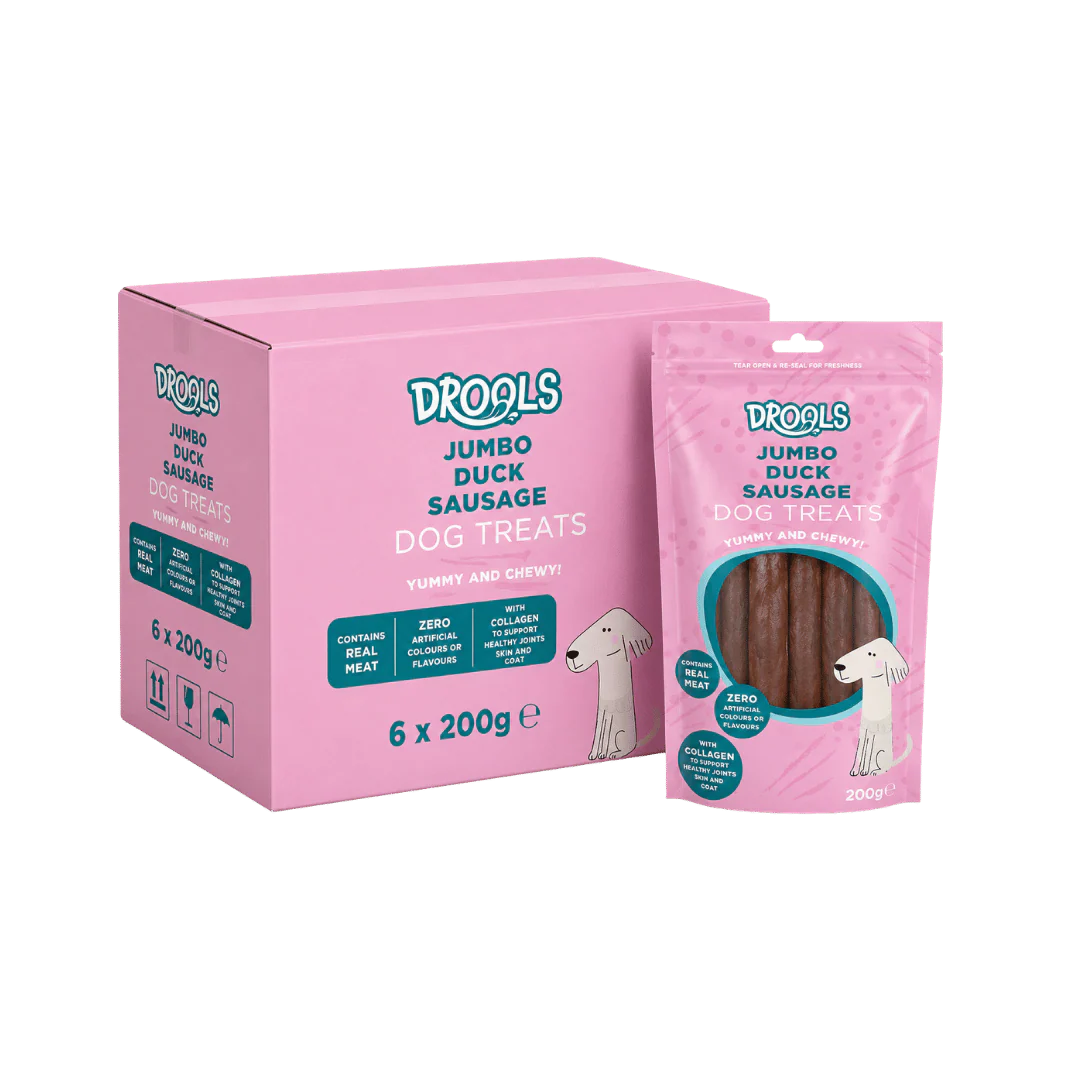Drools Delicious Jumbo Duck Dog Treat Sausages 6 x 200g