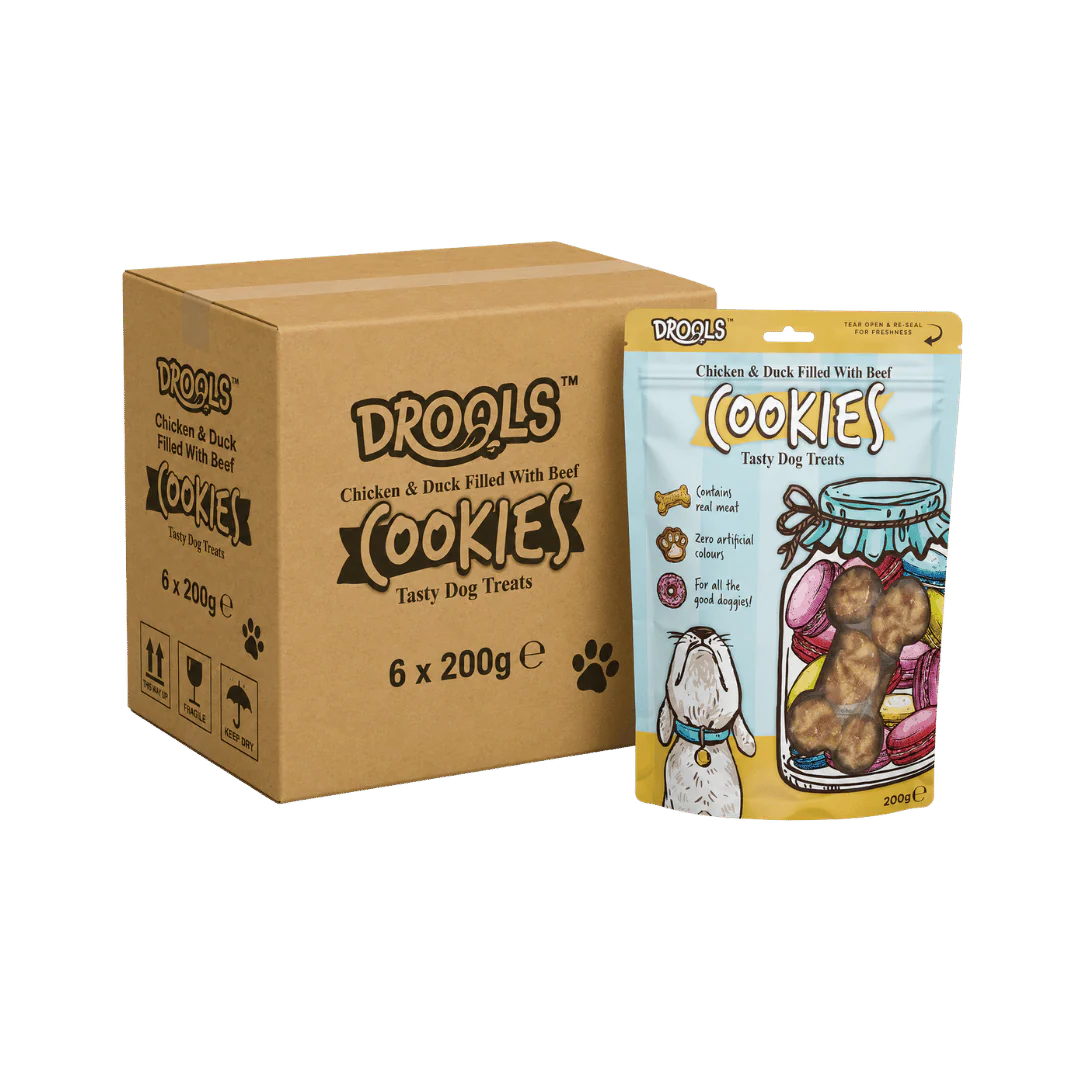 Drools Dog Cookies Chicken & Duck Filled with Beef Crunchy Treats 6 x 200g