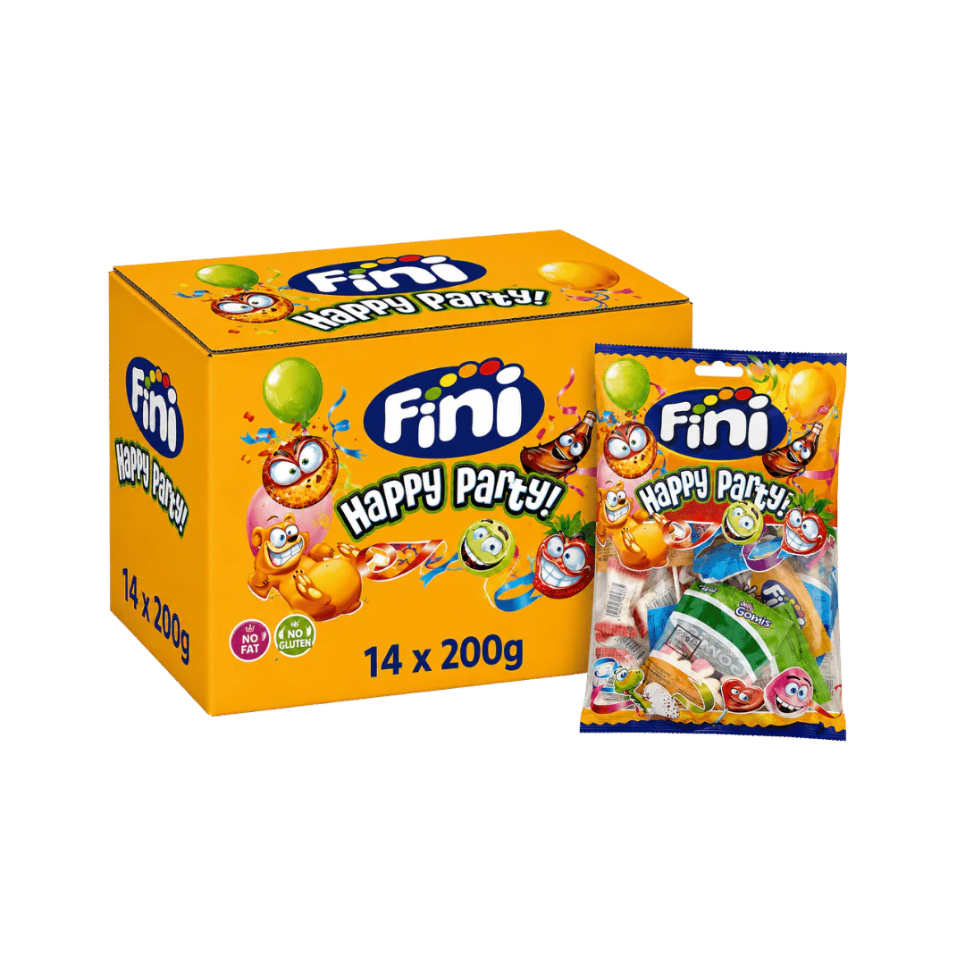 Fini Happy Party Mix Assorted Fruity Gummy Sweets 14 x 200g