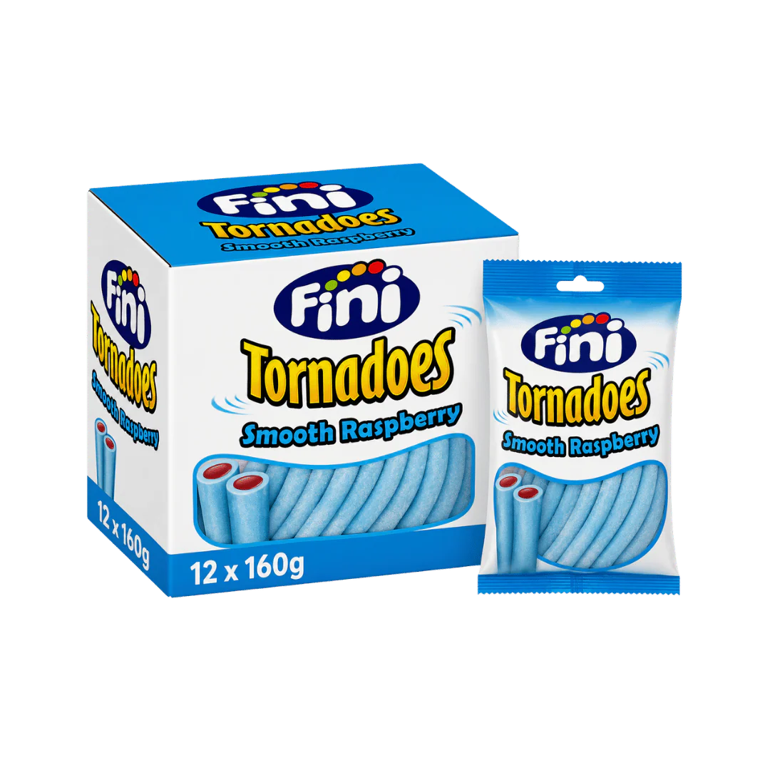 Fini Tornadoes Smooth Raspberry Pencils Candy Straws 12 x 160g