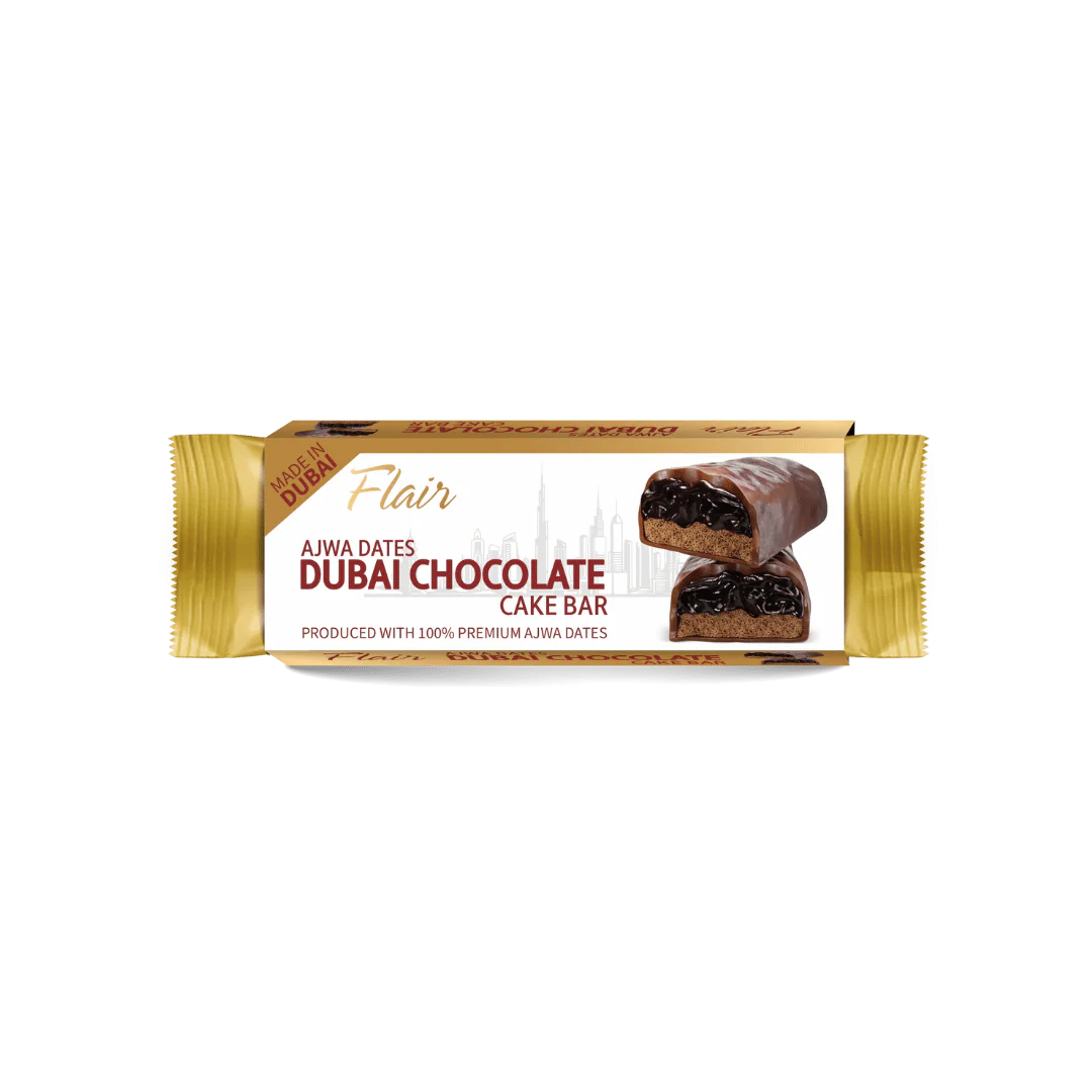 Flair REAL Dubai Ajwa Dates Chocolate Cake Bars 12 x 40g Bars - Image 2