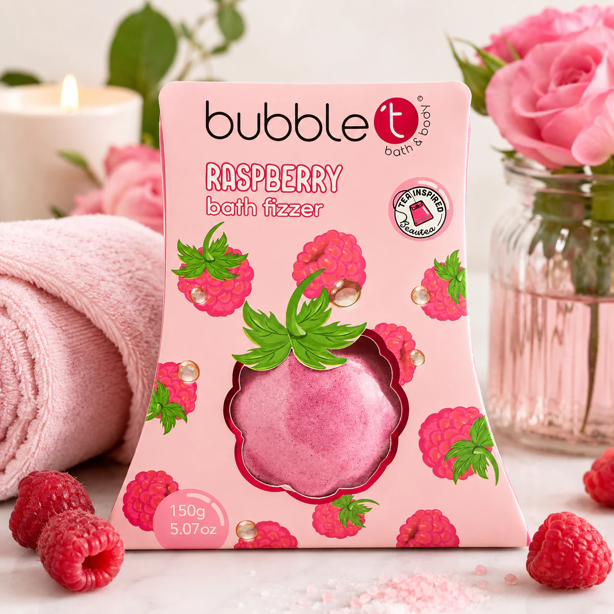 Fruitea Bubble T Bath Fizzer Raspberry 150g - Image 2