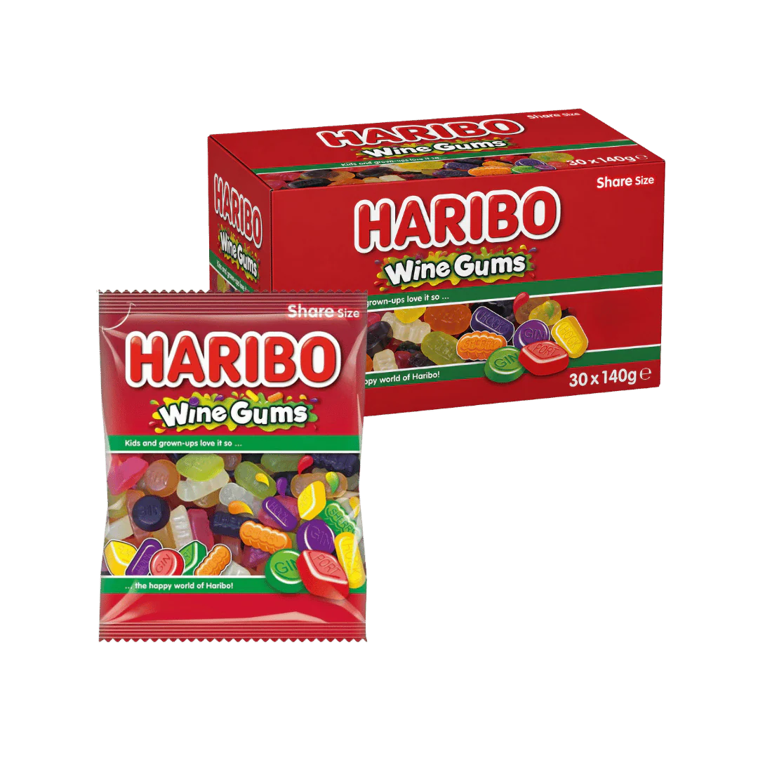 Haribo Wine Gums Classic Fruity Chewy Gummy Sweets 30 x 140g