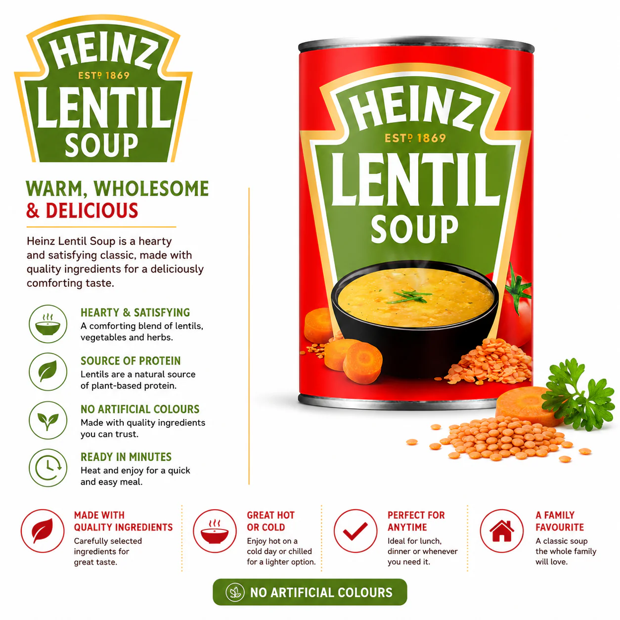 Heinz Lentil Soup 12 x 400g Tin - Image 4