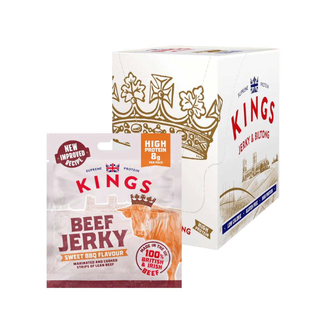 Kings Sweet BBQ Beef Jerky High Protein Dried Beef Snack 12 x 20g