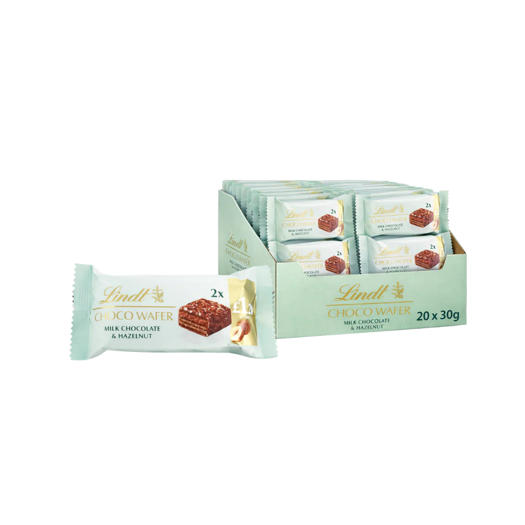 Lindt Choco Wafer Milk Chocolate & Hazelnut Treat Pack 20 x 30g