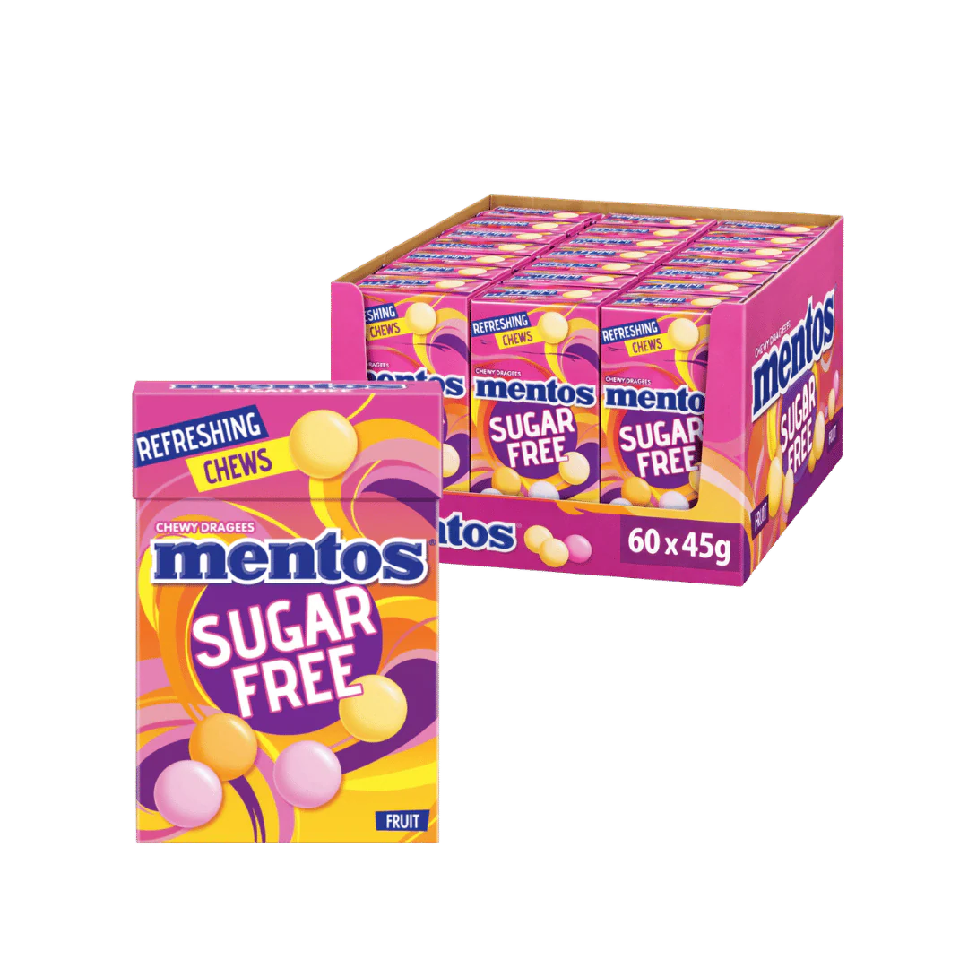 Mentos Sugar Free Mixed Fruit Chews Fruity & Refreshing Party Sweets 60 x 45g