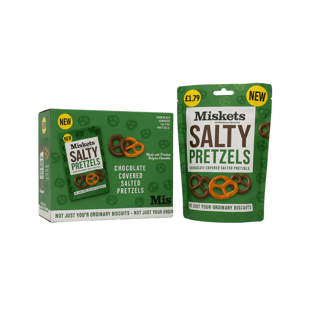 Miskets Chocolate Covered Salted Pretzels 8 x 100g Packs
