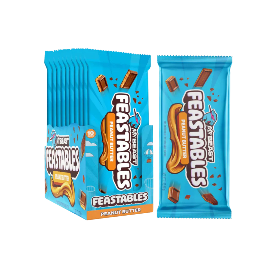 Mr Beast Feastables Milk Chocolate with Peanut Butter 10 x 60g Bars