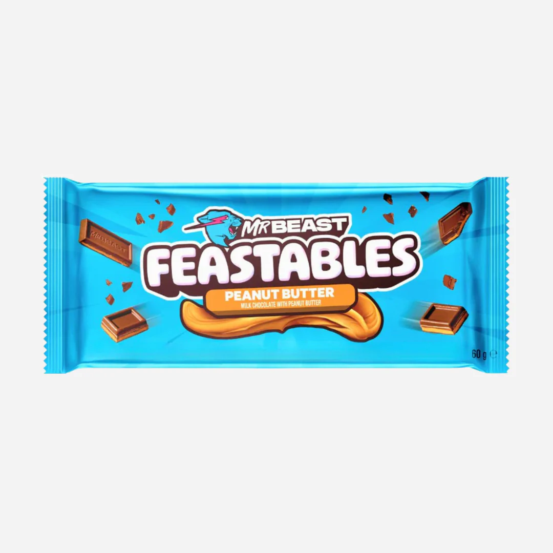 Mr Beast Feastables Milk Chocolate with Peanut Butter 10 x 60g Bars - Image 2