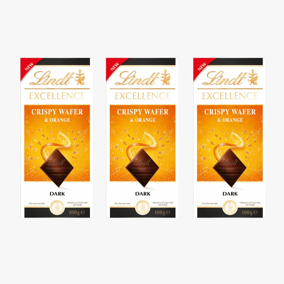 MULTIBUY Lindt Excellence Dark Chocolate Crispy Wafer & Orange - 3 For £4.99
