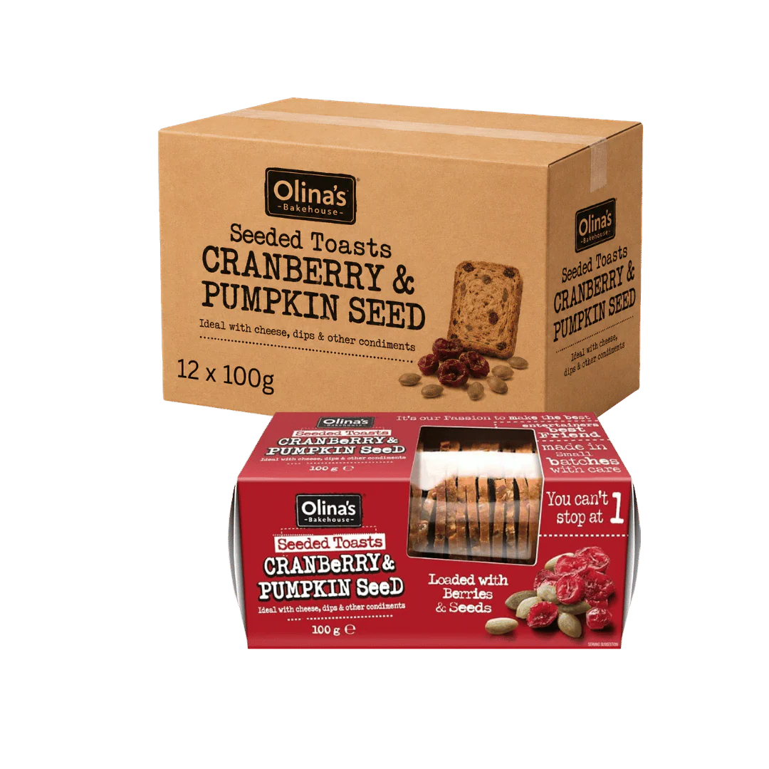 Olina's Seeded Toasts Cranberry & Pumpkin 12 x 100g