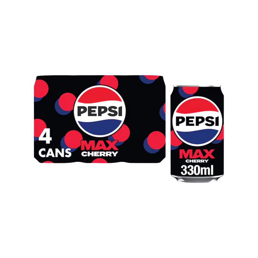 Pepsi Max No Sugar Cherry Cola Soft Drink  4 x 330ml Cans