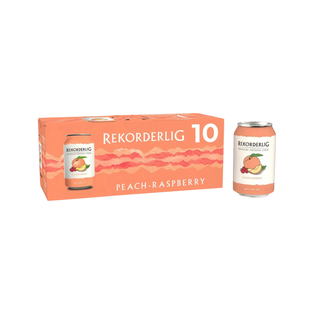 Rekorderlig Peach & Raspberry Cider 10 x 330ml 3.4%ABV