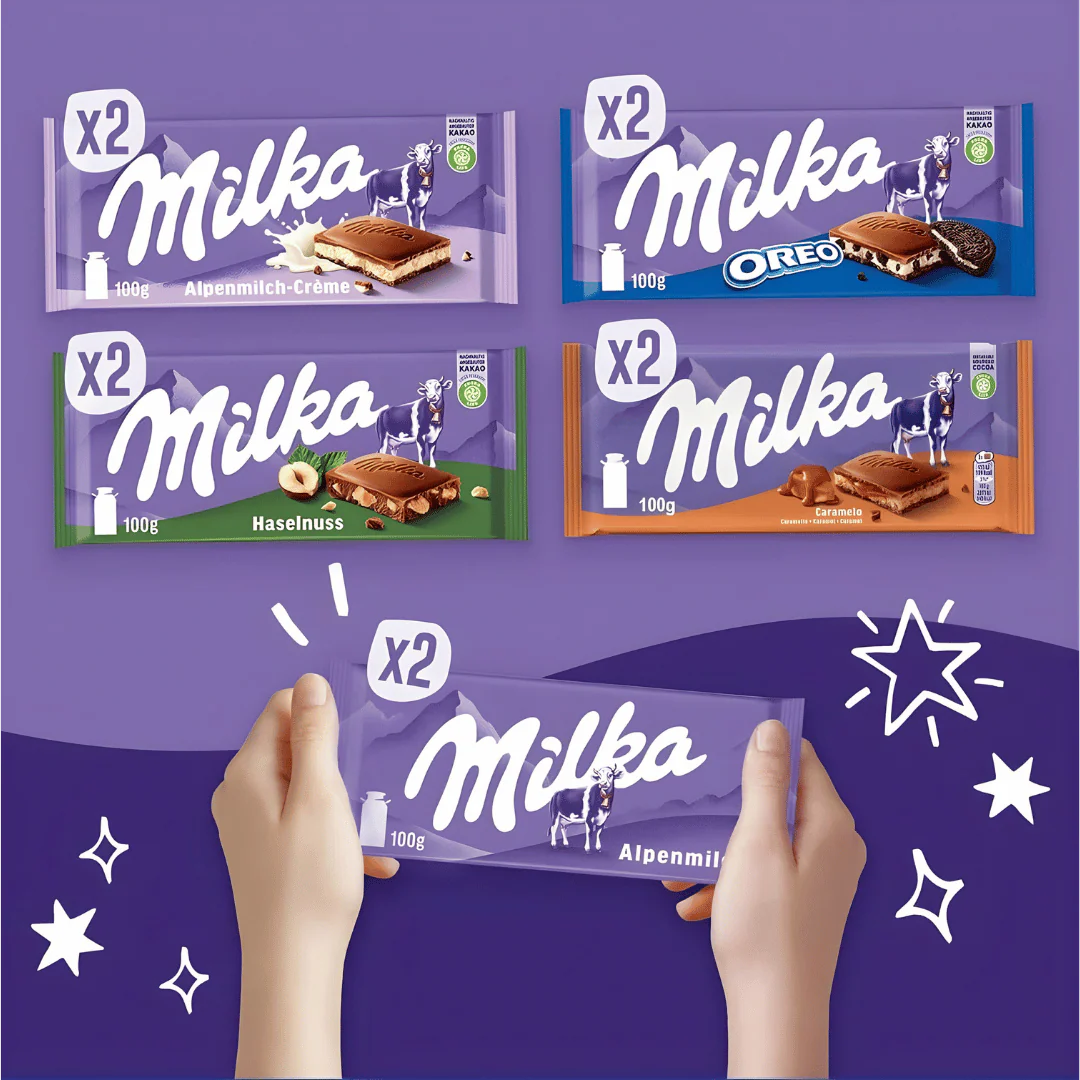 Milka Sharing Bulk Box 10 Assorted Chocolate Bars - Image 2