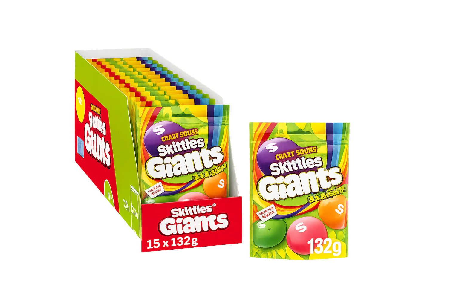 Skittles Sours Giants Pouch Bag 15 x 132g